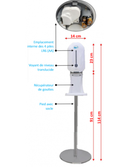 Distributeur sur pied sans contact Distributeur sur pied sans contact