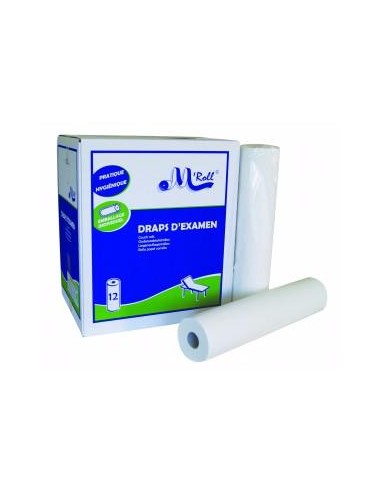 Drap médical Blanc 12 rouleaux/L50  50 mètres 2 plis