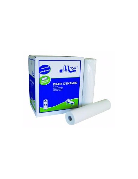 Drap médical Blanc 12 rouleaux/L50  50 mètres 2 plis