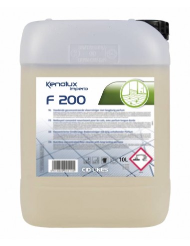 F 200 est un nettoyant légèrement alcalin et faiblement moussant pour tous les types de sols